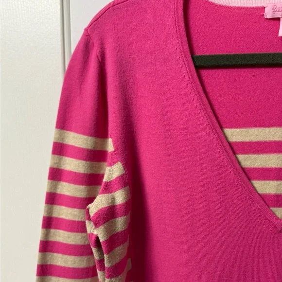 Lilly Pulitzer, V-neck sweater, XL, pink/cream, long sleeve NWOT - Picture 7 of 12